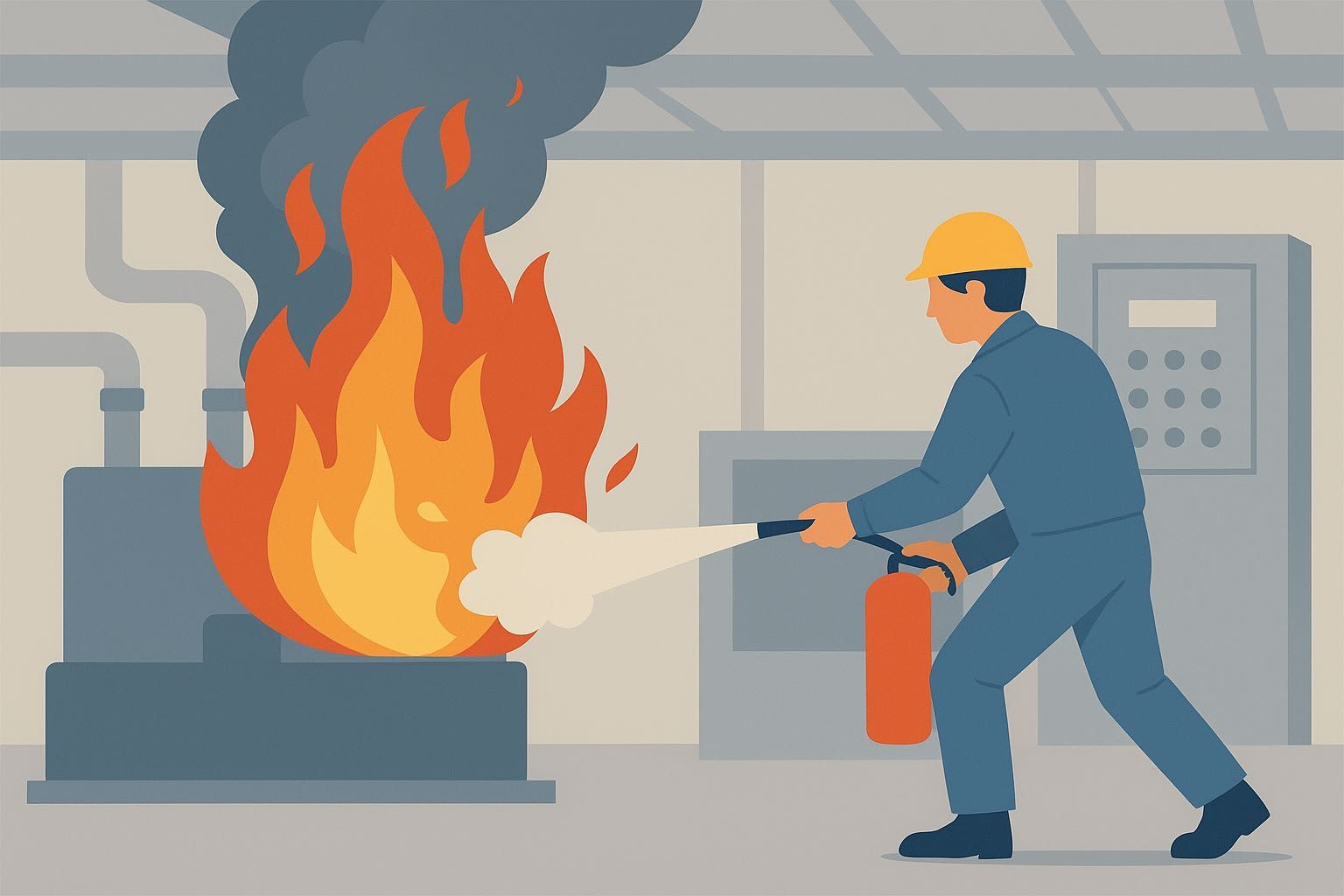 工場内火災と消火活動